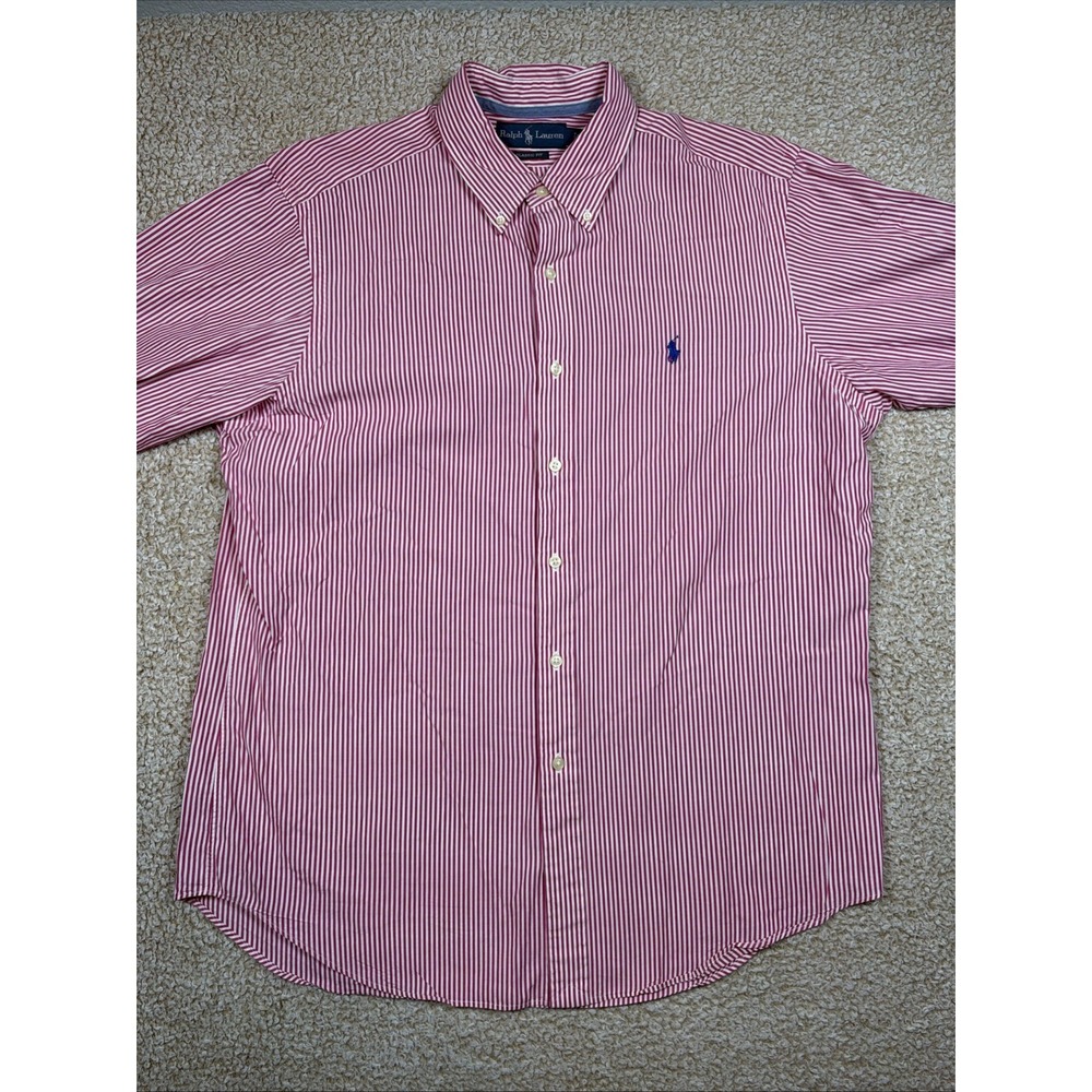 Ralph Lauren Classic Fit Striped Button-Down Pink Men Large